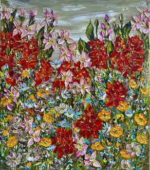 Canna original oil painting on canvas with impasto texture by Nataliia Soloviova