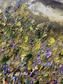 Detail of Field Bells showing textured impasto oil painting by Nataliia Soloviova.