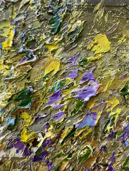 Detail of Field Bells showing textured impasto oil painting by Nataliia Soloviova.