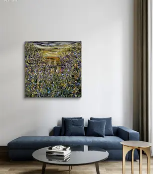 Detail of Field Bells showing textured impasto oil painting by Nataliia Soloviova.