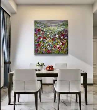 Detail of Flower Dew showing textured impasto oil painting by Nataliia Soloviova.