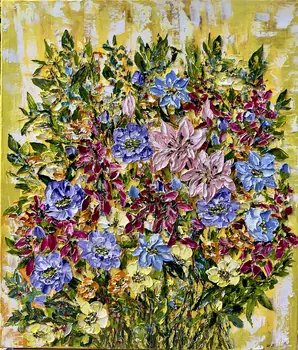 Lemon Cream original floral oil painting on canvas with impasto texture by Nataliia Soloviova