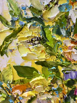Detail of Lemon Cream showing textured impasto oil painting by Nataliia Soloviova.