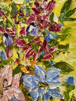 Detail of Lemon Cream showing textured impasto oil painting by Nataliia Soloviova.