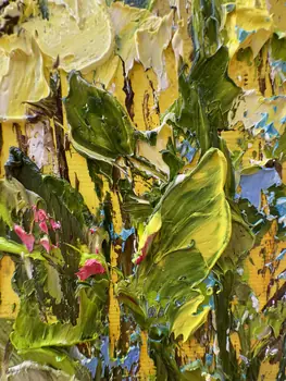 Detail of Lemon Cream showing textured impasto oil painting by Nataliia Soloviova.
