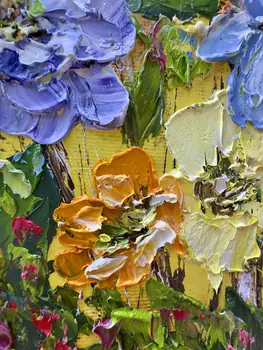Detail of Lemon Cream showing textured impasto oil painting by Nataliia Soloviova.