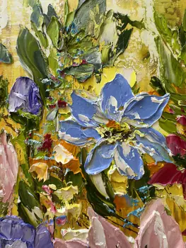 Detail of Lemon Cream showing textured impasto oil painting by Nataliia Soloviova.