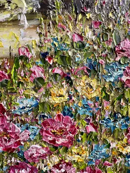 Detail of Pink Dreams showing textured impasto oil painting by Nataliia Soloviova.