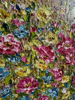 Detail of Pink Dreams showing textured impasto oil painting by Nataliia Soloviova.