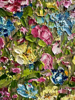 Detail of Pink Dreams showing textured impasto oil painting by Nataliia Soloviova.