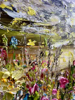 Detail of Pink Dreams showing textured impasto oil painting by Nataliia Soloviova.