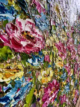 Detail of Pink Dreams showing textured impasto oil painting by Nataliia Soloviova.