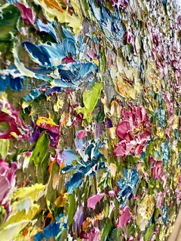 Detail of Pink Dreams showing textured impasto oil painting by Nataliia Soloviova.