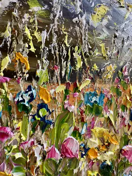 Detail of Pink Dreams showing textured impasto oil painting by Nataliia Soloviova.