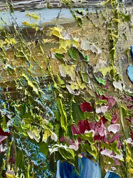Detail of Your Blue Eyes showing textured impasto oil painting by Nataliia Soloviova.