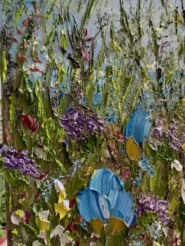 Detail of Your Blue Eyes showing textured impasto oil painting by Nataliia Soloviova.